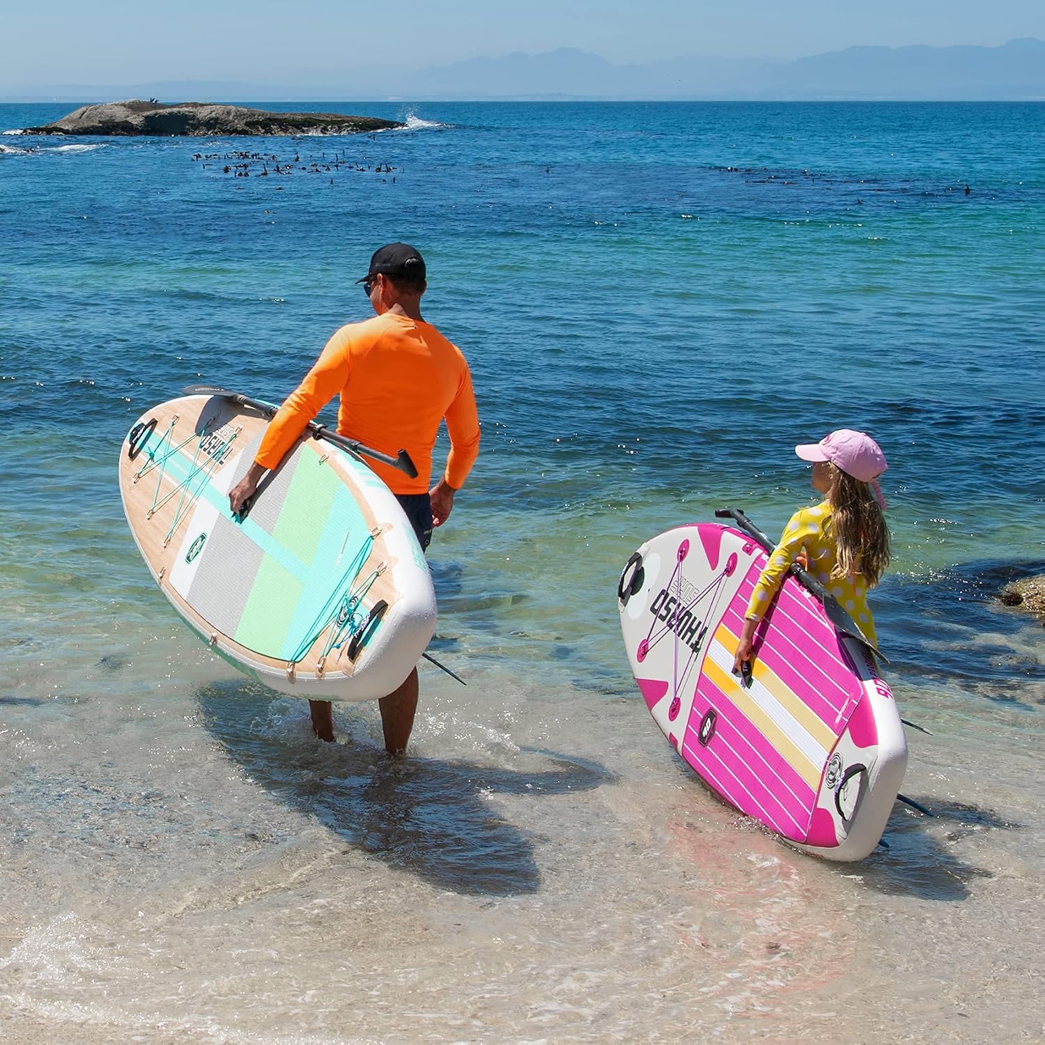 THURSO SURF Prodigy Junior Kids Inflatable SUP Stand Up Paddle Board 7'6 x 30'' x 4'' Two Layer Includes Adjustable Carbon Shaft Paddle/3 Fins/Leash/Duffle Bag/NO Pump Included