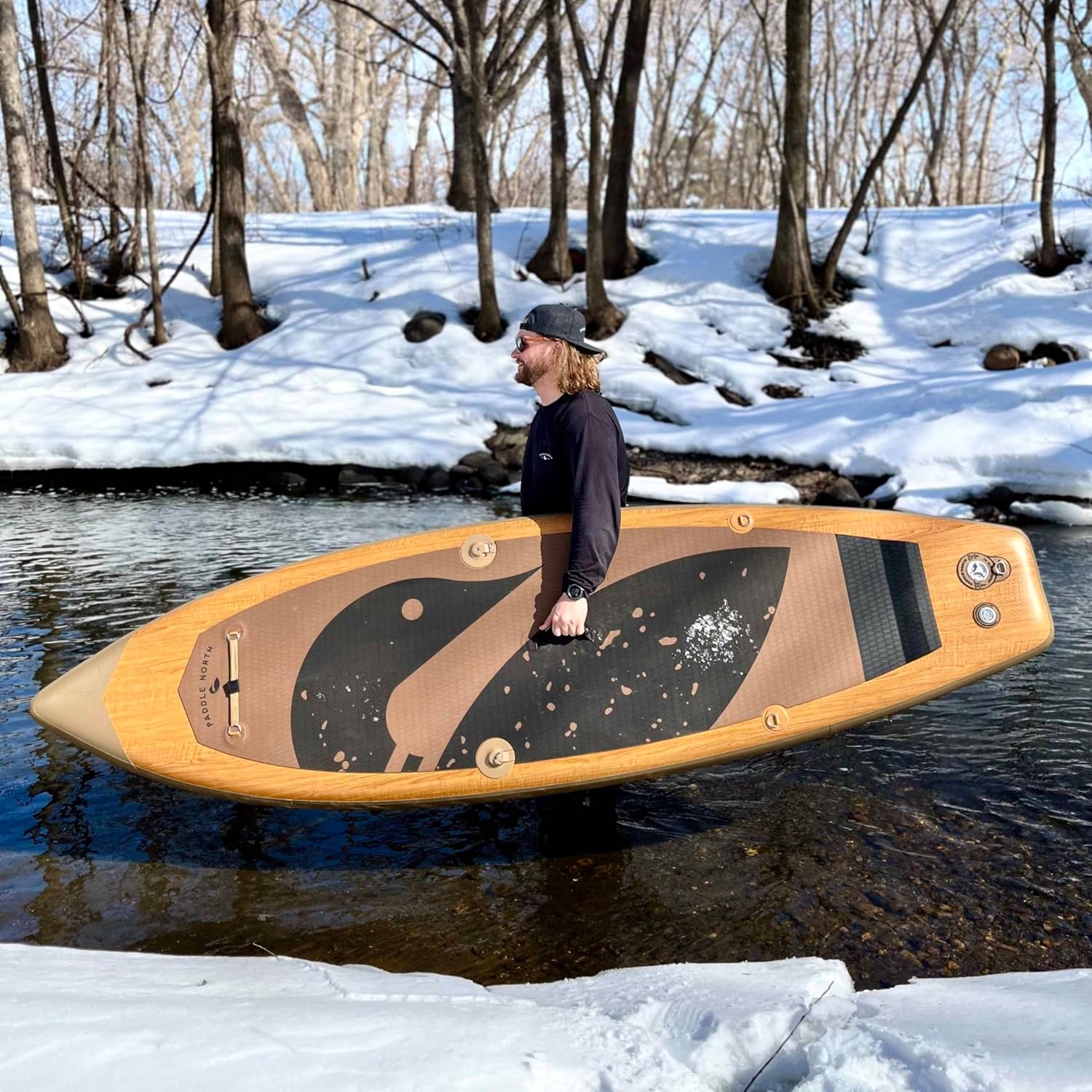 Paddle North Play Inflatable SUP Includes Pump, Adjustable Paddle, 3 Fins, and Shoulder Strap - 9 ft 11 in Lightweight and for All Skill Levels