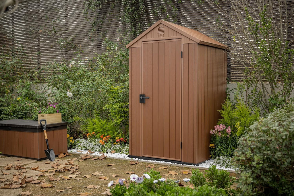 Keter Darwin 4x4 Garden Shed Wood Effect Finish Brown 1.400 m² 125.8 x 117 x 205H cm