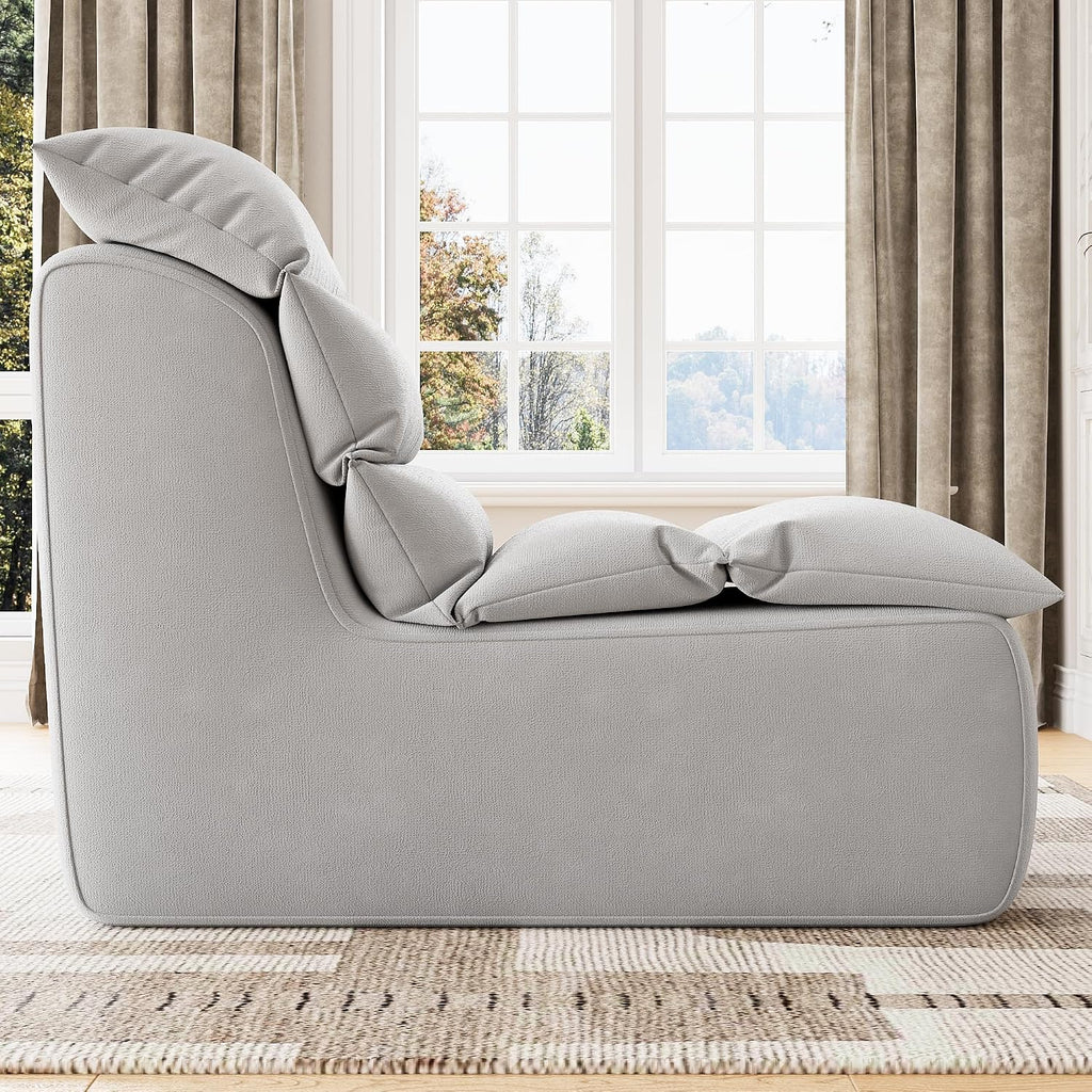 GarveeHome Bean Bag Chair, Lazy Floor Couch with High-Resilience Foam, Non-Slip Base, Beanbag Chairs for Adults, Fireside Chair for Reading Gaming Living Room Bedroom, Gray