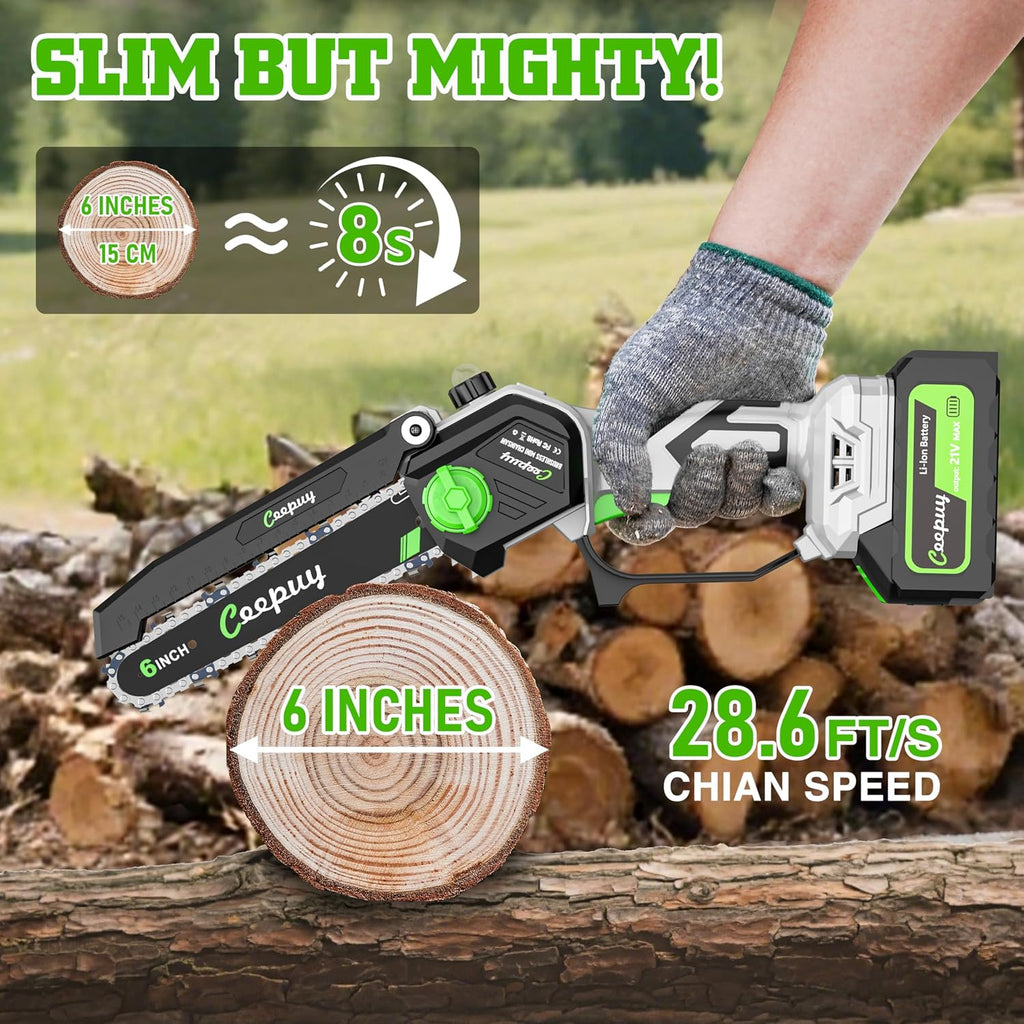 CEEPUY 2-in-1 Brushless Electric Pole Saws for Tree Trimming,6 Inch Cordless Mini Chainsaw with Extension Pole and 2 x 4000mAh Batteries, Pole Chain Saw Gift for Men Dad Husband Fathers Gardener 2026