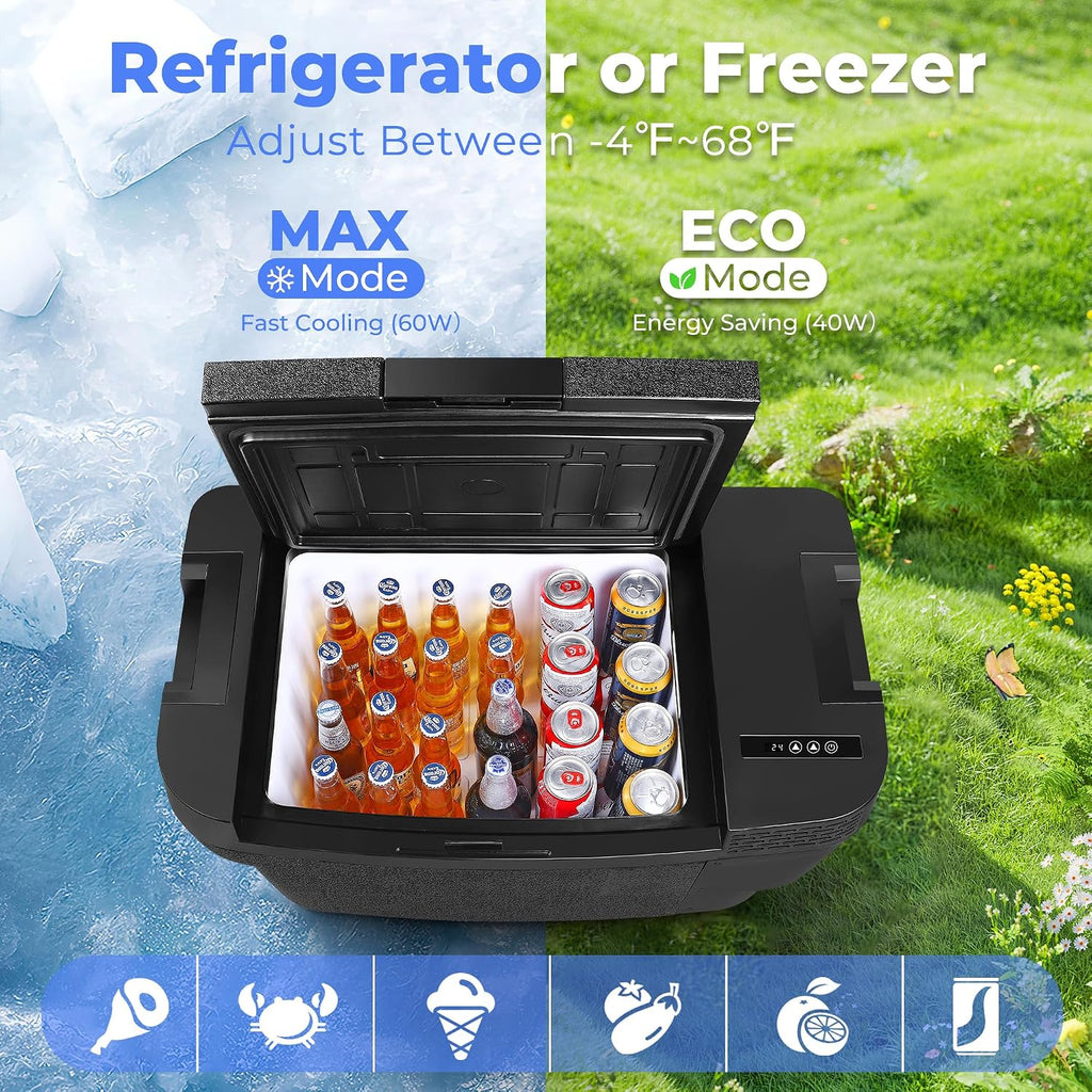 Car Refrigerator for Tesla Model Y, 【APP Control】 37QT(35L) -4℉~68℉ Car Fridge 12V Refrigerator for Tesla Model Y, Trunk Portable Freezer for Camping Tailgating Road Trip Home 12/24V DC&120~240V AC