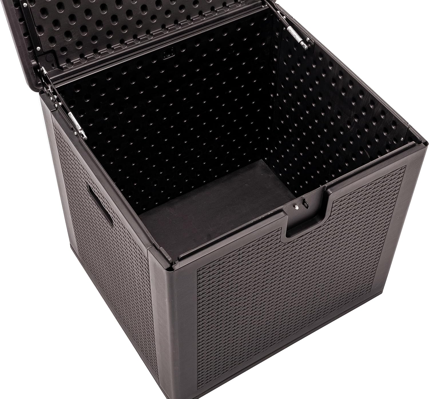 BTEXPERT 80 Gallon Large Deck Box Outdoor Storage Container for Patio Furniture Garden Tools Cushions Pool Supplies Sports Equipment Waterproof Lockable Steel Metal insert rod UV Resistant Resin