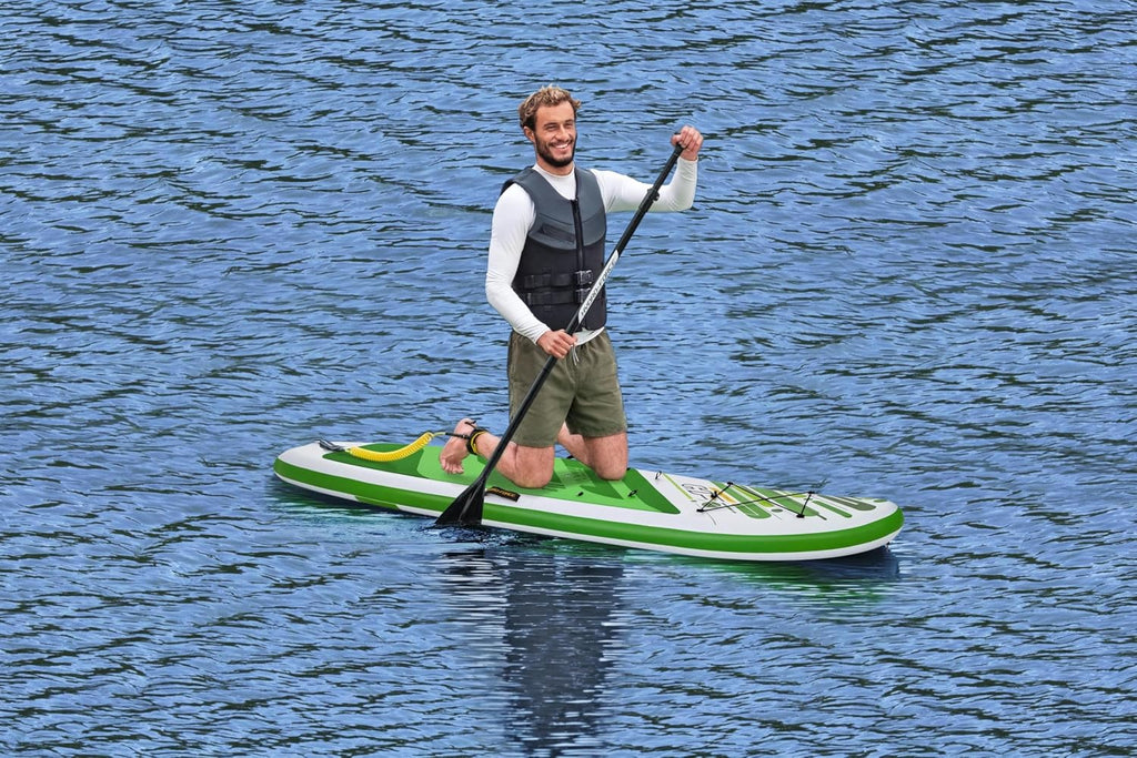 HYDRO FORCE Bestway Freesoul Tech Convertible SUP Set, Inflatable Stand Up Paddle Board with Seat, Green, 11ft 2'