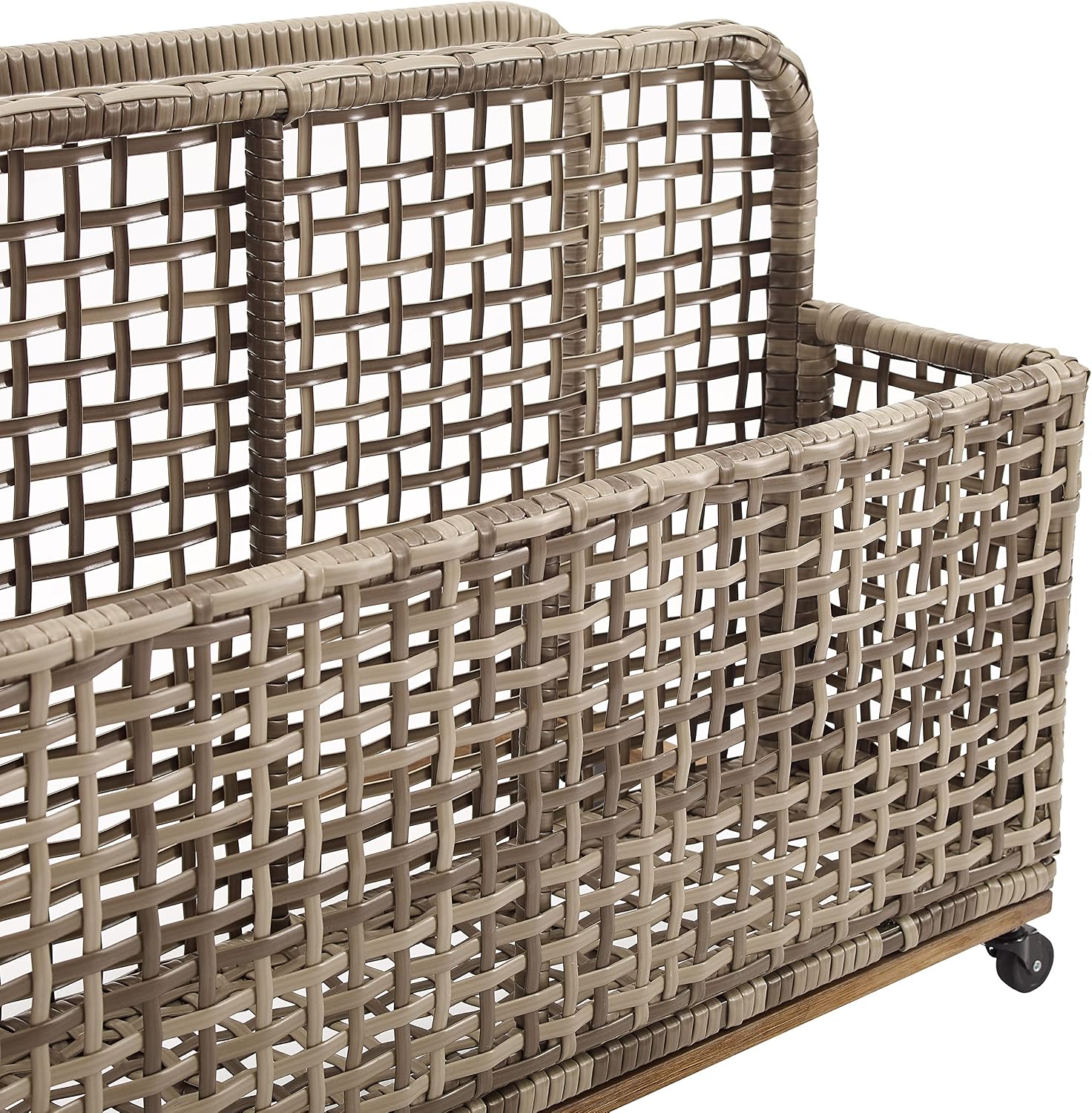 Crosley Furniture Ridley Wicker Outdoor Storage Pool Caddy for Floats, Patio Furniture Cushions, Distressed Gray/Brown