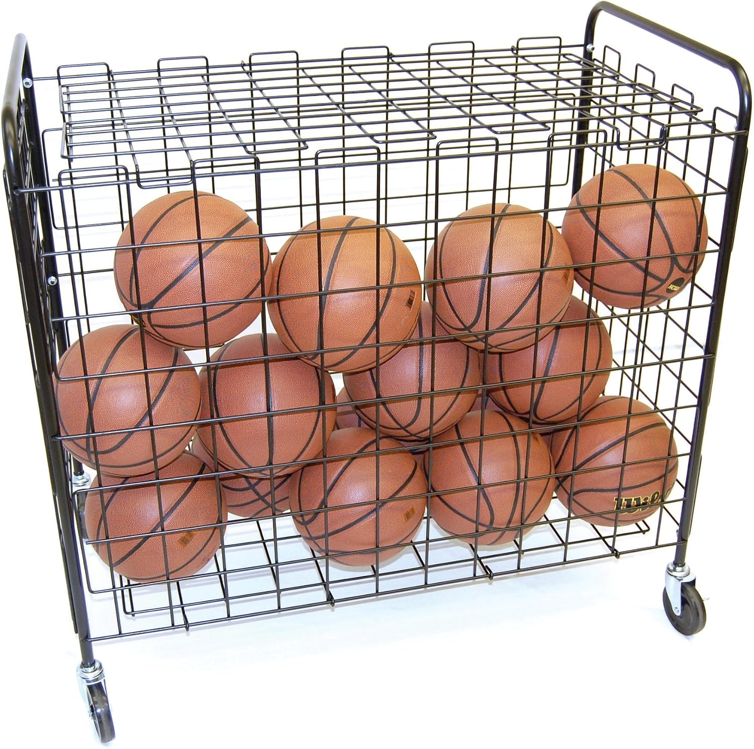 Trigon Sports Sports Lockable Ball Storage Cart, Basketball Storage Bin for Indoor Outdoor, Rolling Exercise Ball Cart Holder for Gym, School, Club