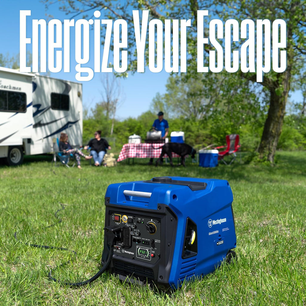 Westinghouse 5000 Peak Watt Super Quiet Portable Inverter Generator, Remote Electric Start with Auto Choke, RV Ready 30A Outlet, Gas Powered, CO Sensor, Parallel Capable