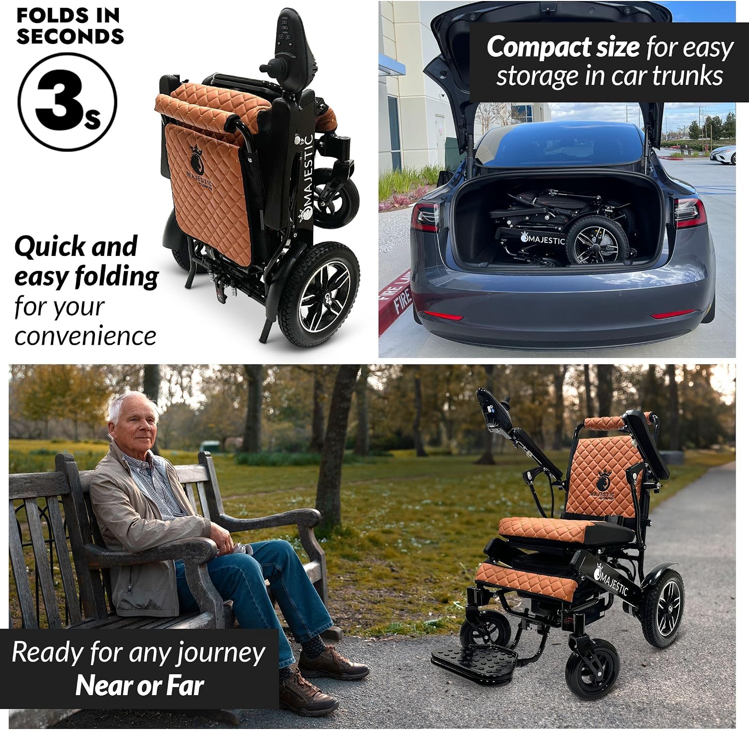 Lightweight Electric Wheelchair for Adults – Remote Controlled Foldable Power Chair – Portable Travel Mobility Aid
