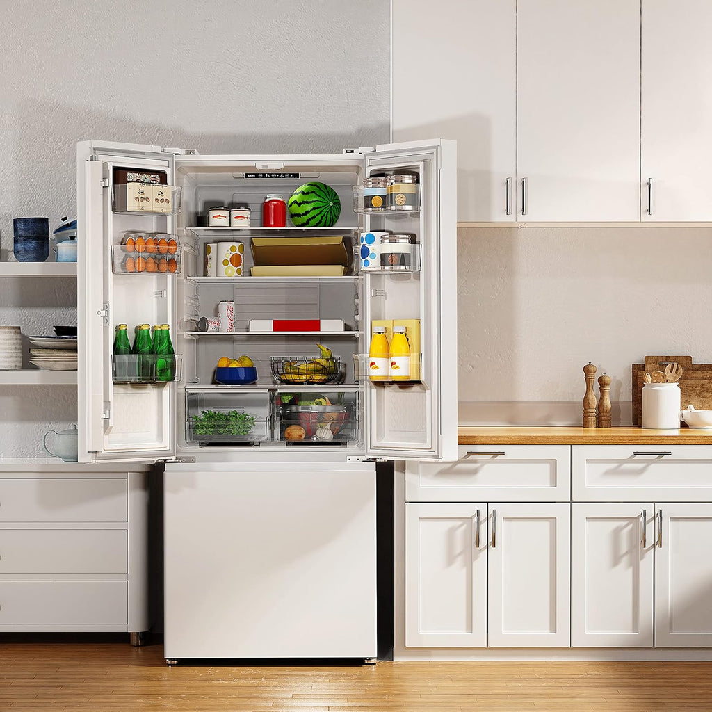 Galanz 3-Door French Door Refrigerator with Bottom Freezer & Adjustable Thermostat, 16 Cu Ft, White
