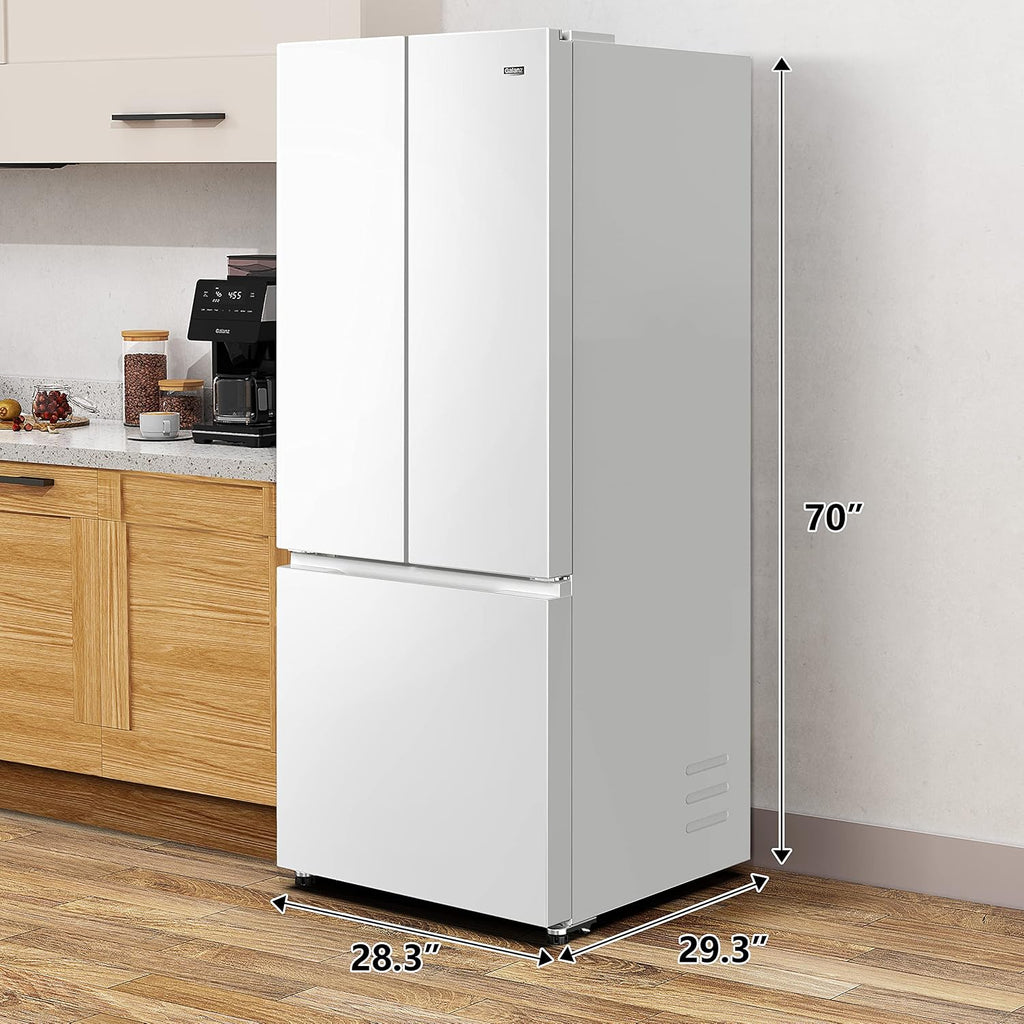 Galanz 3-Door French Door Refrigerator with Bottom Freezer & Adjustable Thermostat, 16 Cu Ft, White