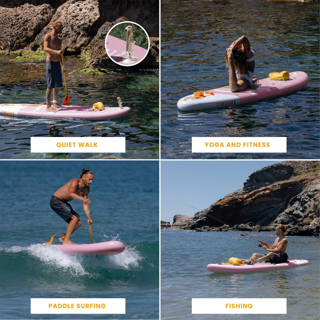 HUIIKE Inflatable Paddle Board for Adults with Accessories Included, Oar, Fins, Pump. Stand Up Paddleboard Great Stability and Resistance. 10' x 33' x 5.9', Maximum Load 286 lb