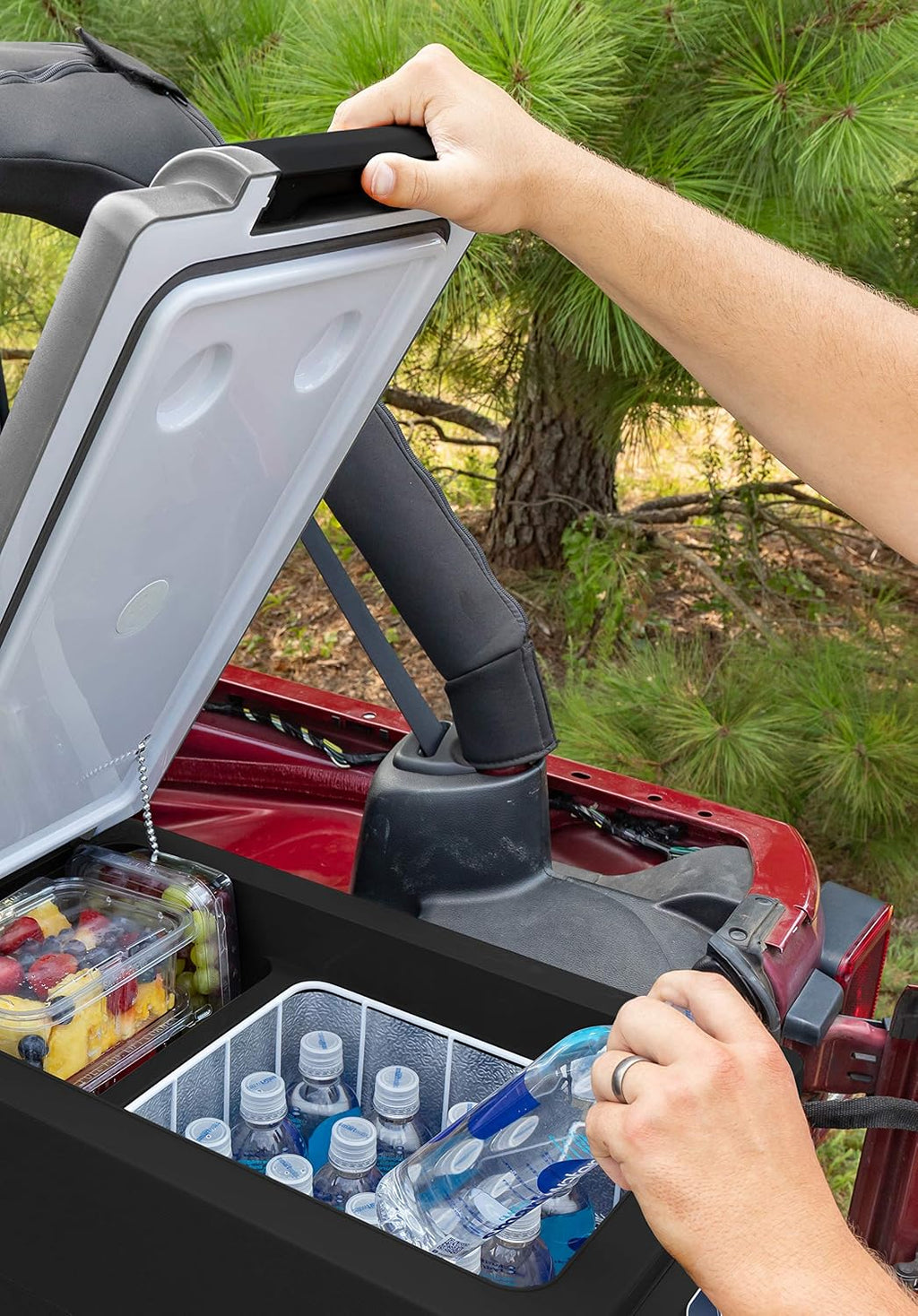 Camco 51518 CAM-550 Portable Refrigerator, AC 110V/DC 12V Compact Fridge/Freezer, 55-Liter - Keeps Food and Drinks Cold While On-The-Go - Ideal for Road Trips, RVing, Camping, Boating and Tailgating , Black