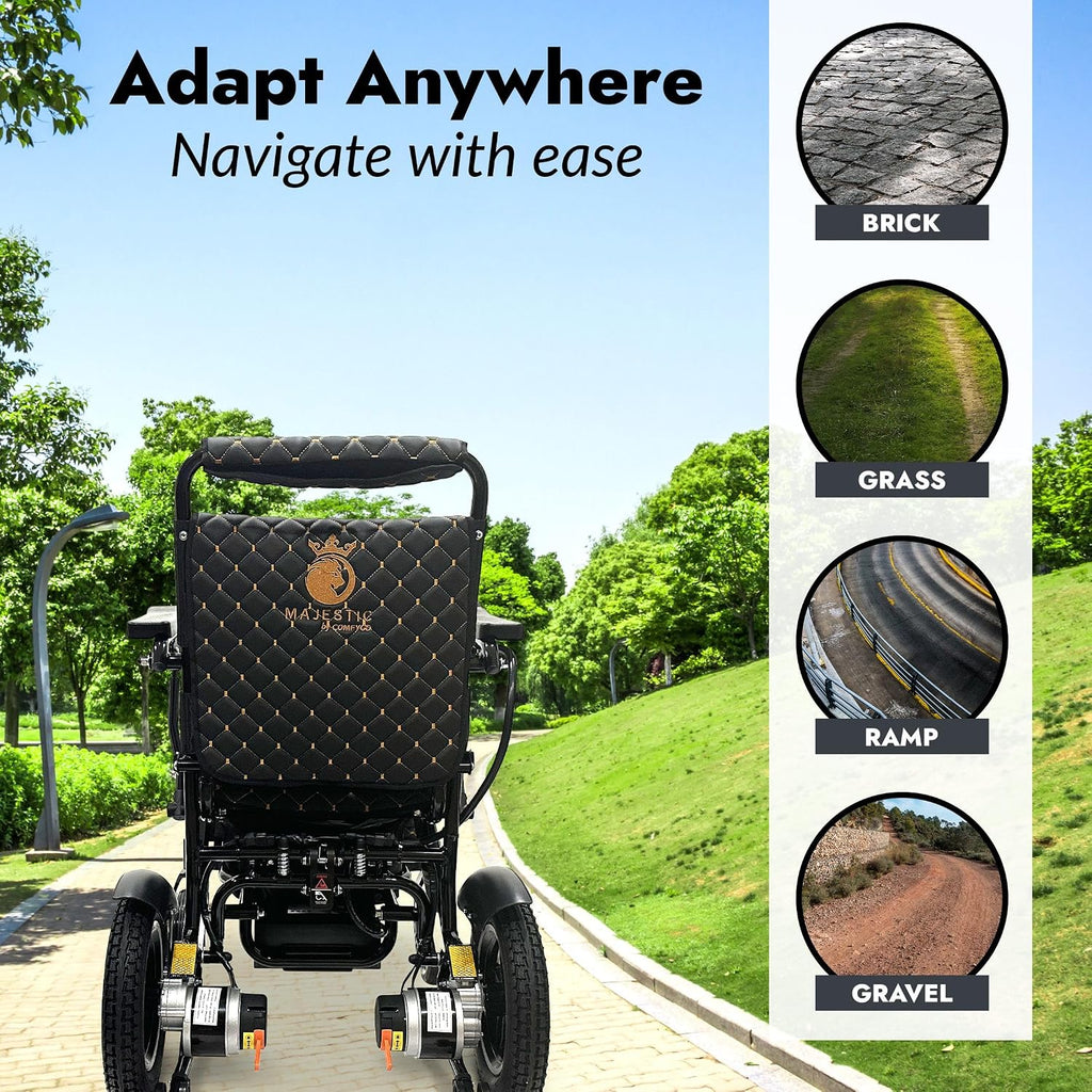 Lightweight Electric Wheelchair for Adults – Remote Controlled Foldable Power Chair – Portable Travel Mobility Aid