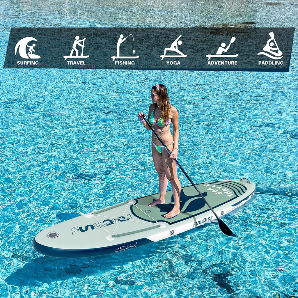 FunWater Inflatable Stand Up Paddle Board with Premium SUP Paddleboard Accessories, Anti-Slip EVA Deck, 11'6''/11'/10'6'' Paddle Boards for Adults & Youth of All Skill Levels