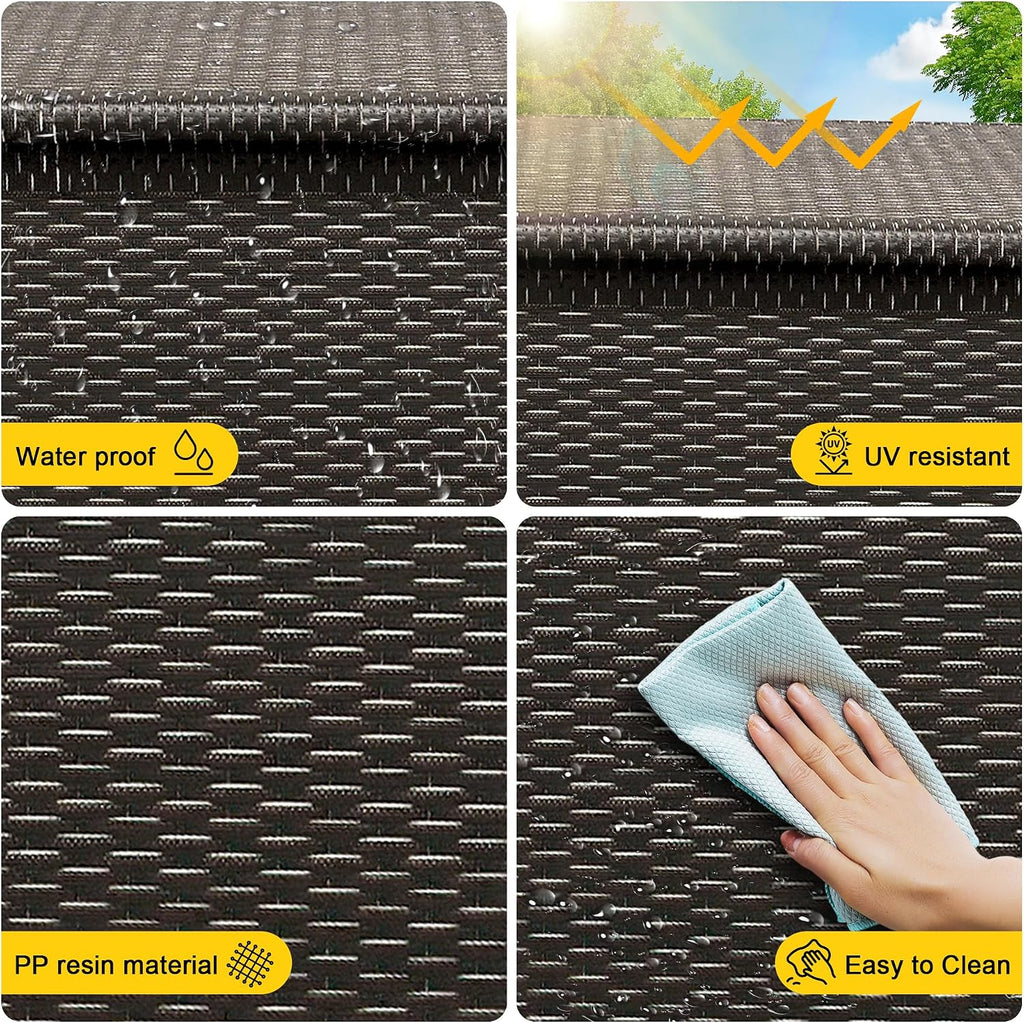 125 Gallon Outdoor Storage Box with Wheels - Large Wicker Rattan Deck Box for Patio Cushions, Garden Tools, Pool Floats & Pillows, All-Weather Patio Furniture Storage, Brown