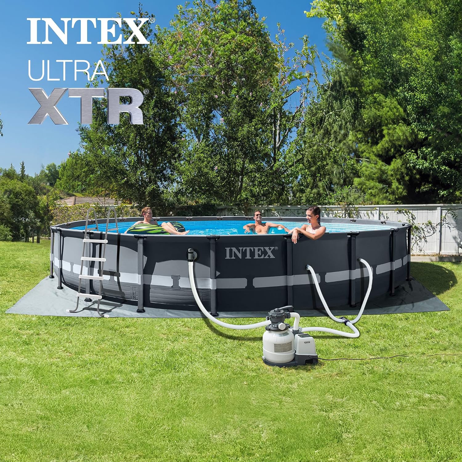 INTEX 26333EH Ultra XTR 20ft x 48in Above Ground Swimming Pool Set with Sand Filter Pump and Deluxe Automatic Vacuum Cleaner