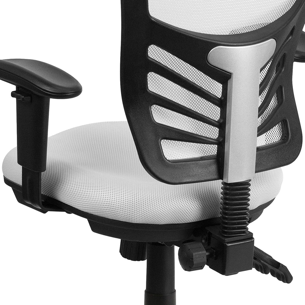 Flash Furniture Nicholas Mid-Back Swivel Office and Gaming Chair, Ergonomic Mesh Office Chair with Adjustable Lumbar Support and Height, White