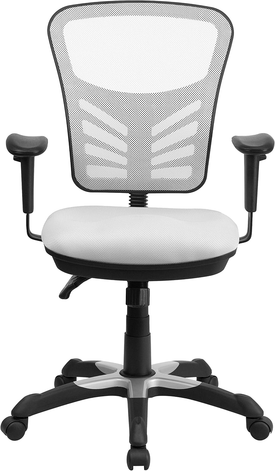 Flash Furniture Nicholas Mid-Back Swivel Office and Gaming Chair, Ergonomic Mesh Office Chair with Adjustable Lumbar Support and Height, White