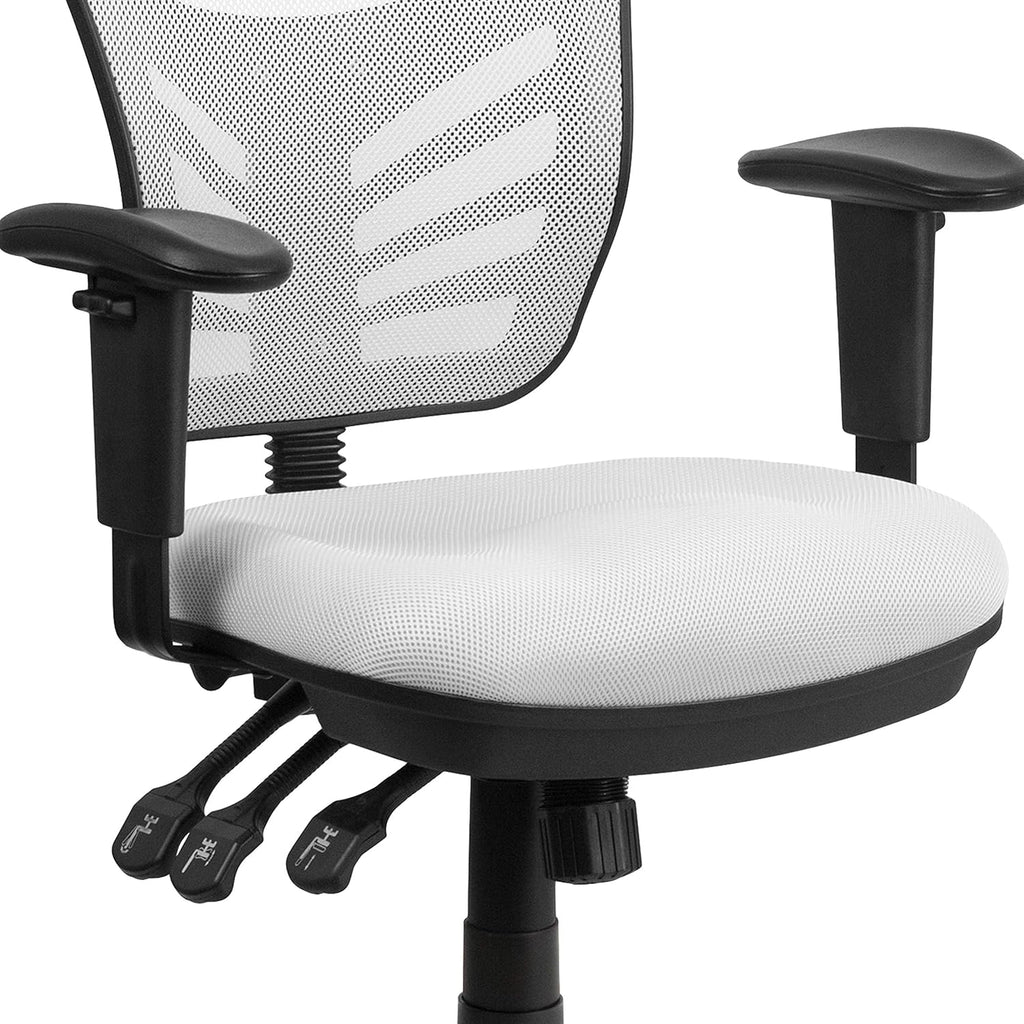 Flash Furniture Nicholas Mid-Back Swivel Office and Gaming Chair, Ergonomic Mesh Office Chair with Adjustable Lumbar Support and Height, White