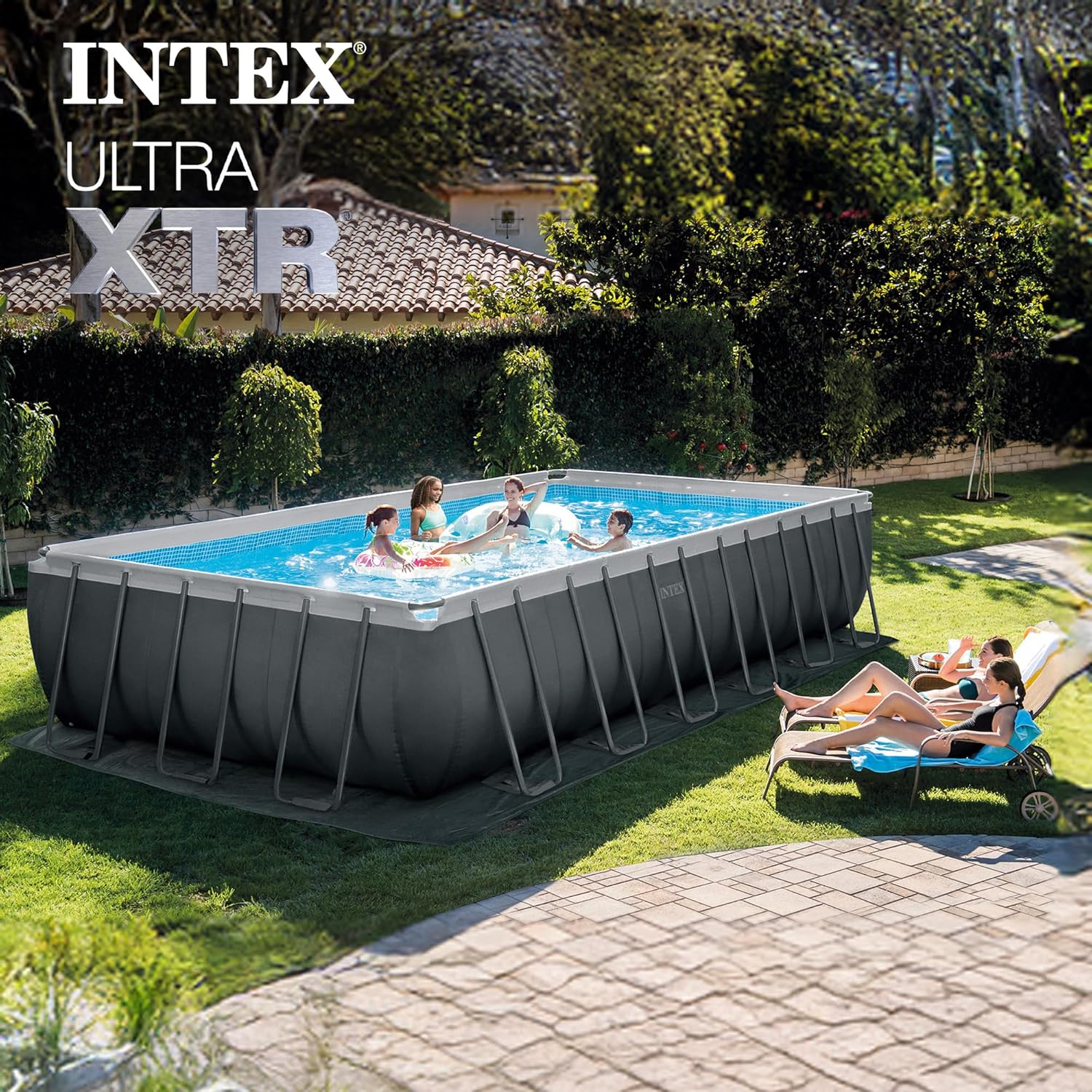 INTEX 26367EH Ultra XTR 24ft x 12ft x 52in Above Ground Swimming Pool Set with Sand Filter Pump and Deluxe Automatic Vacuum Cleaner