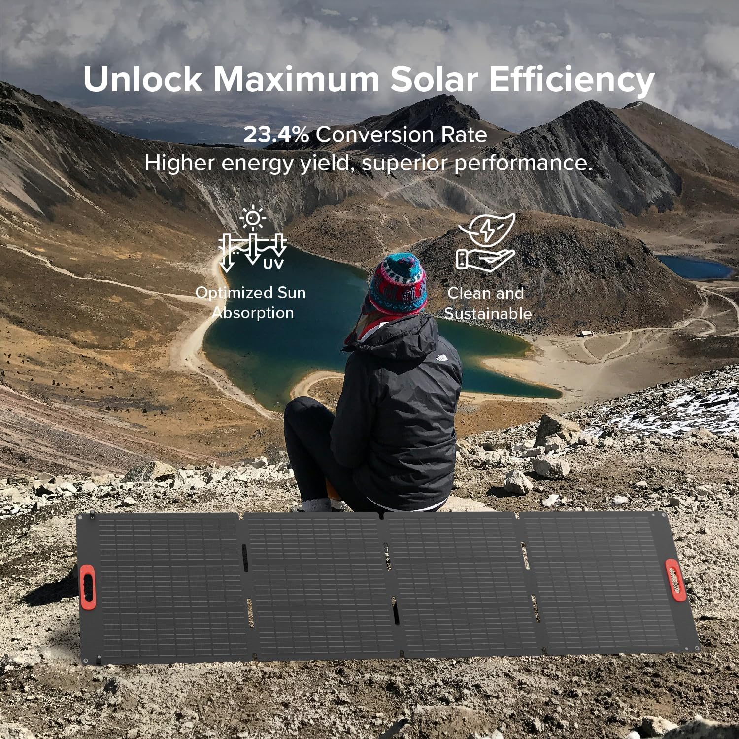 ExpertPower PowerWray FS300 300W Portable Foldable Solar Panel, Monocrystalline ETFE, IP67, MC4 (9 ft) Leads, Kickstand & Handle, 23.4% High Efficiency for Power Stations, RV, Camping, 12/24V Off-Grid