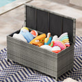 125 Gallon Large Deck Box Waterproof PE Rattan Outdoor Storage Box with Handles and Wheels, Storage Bin for Garden, Balcony, Porch, Pool, Yard