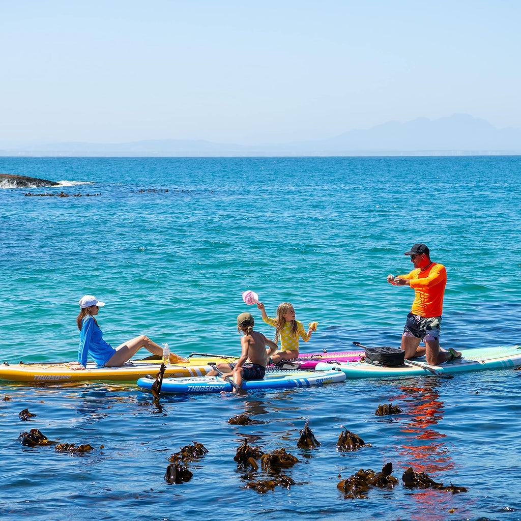 THURSO SURF Prodigy Junior Kids Inflatable SUP Stand Up Paddle Board 7'6 x 30'' x 4'' Two Layer Includes Adjustable Carbon Shaft Paddle/3 Fins/Leash/Duffle Bag/NO Pump Included