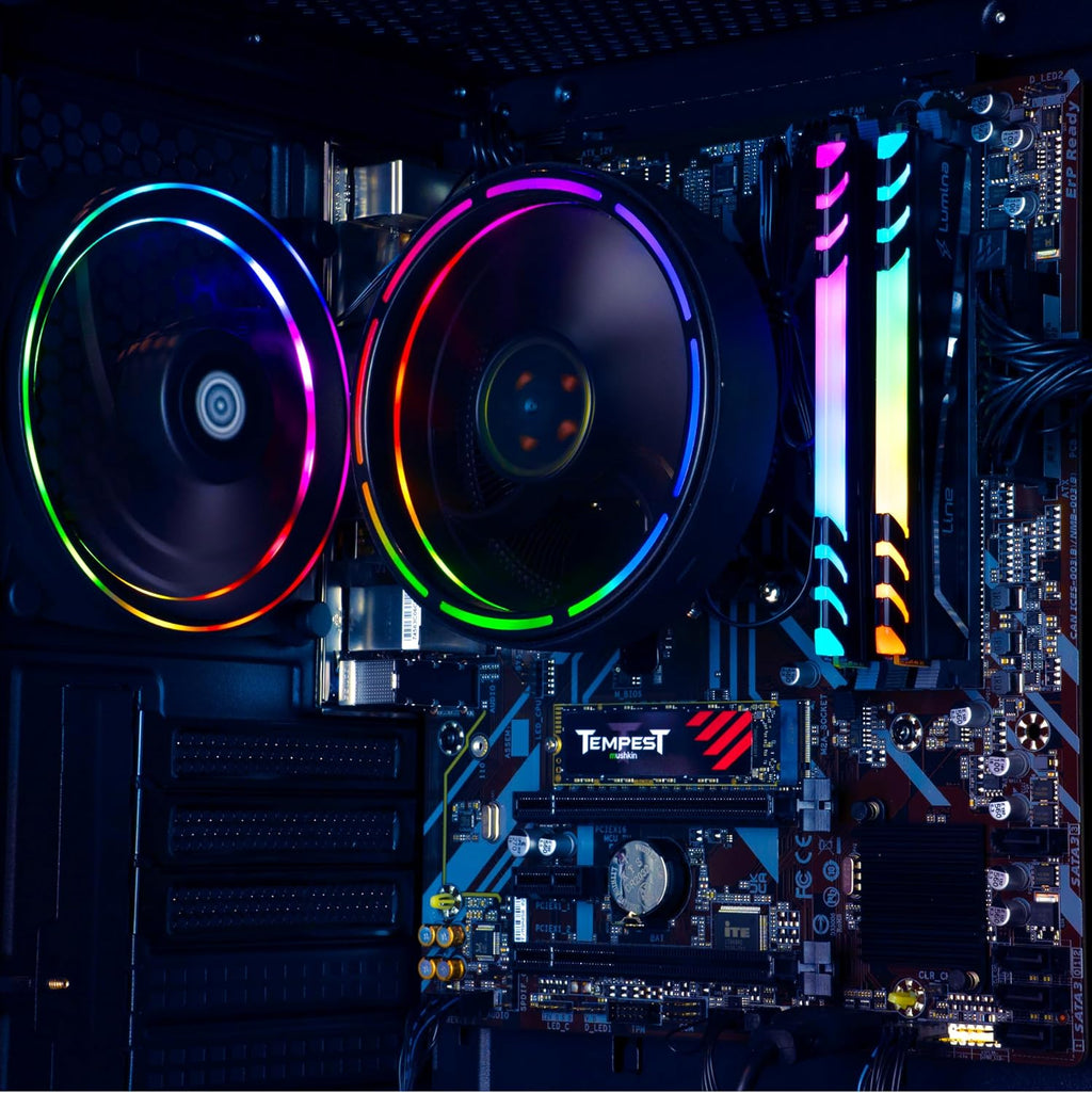 Periphio Terra Gaming PC, AMD Ryzen 5 5600GT up to 4.6 GHz with Radeon Vega 7 Graphics, 32GB DDR4 RAM, 1TBNVMe SSD, WiFi, Windows 11 Home Desktop Computer, RGB, Black, 1080p PC Gaming