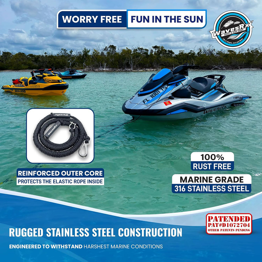WAVESRX TriAnchor - Stainless Steel Folding PWC & Boat Anchor | Sets Instantly for Effortless Boat & Jet Ski Anchoring | Compact Patent-Pending Design Grips Better Than Plow, Fluke or Box Anchor