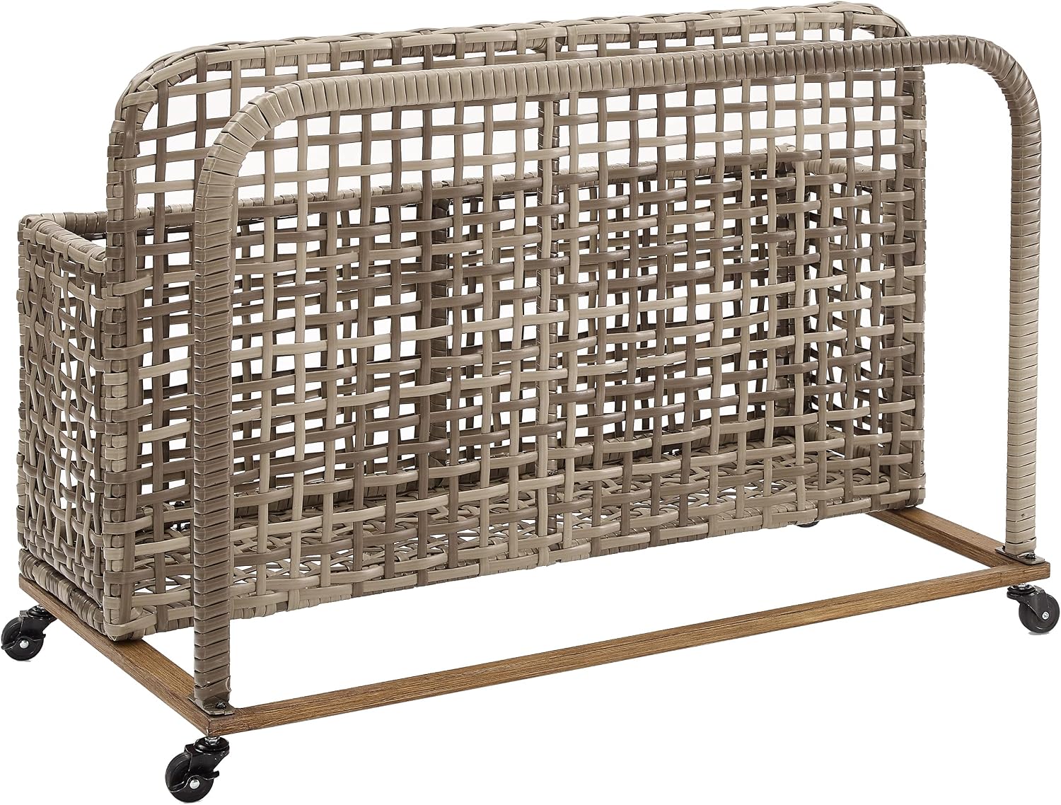 Crosley Furniture Ridley Wicker Outdoor Storage Pool Caddy for Floats, Patio Furniture Cushions, Distressed Gray/Brown