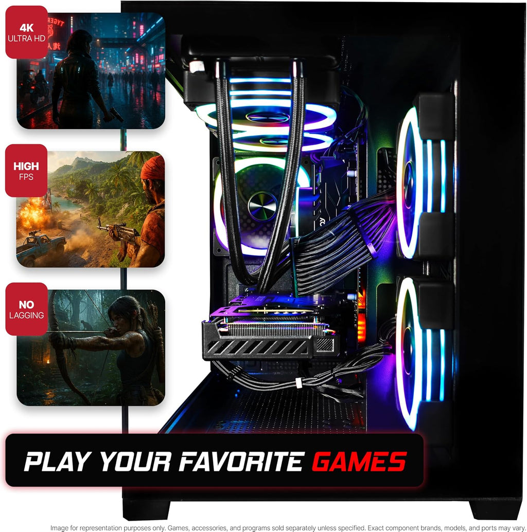 SAAV Drex Prebuilt Gaming PC Bundle Desktop Tower Intel Core i5-12400F GeForce RTX 3050 6GB GDDR6 Curved 24in Monitor 16GB DDR4 512GB NVMe SSD WiFi 6 Windows 11 Black RGB Computer PC Gaming