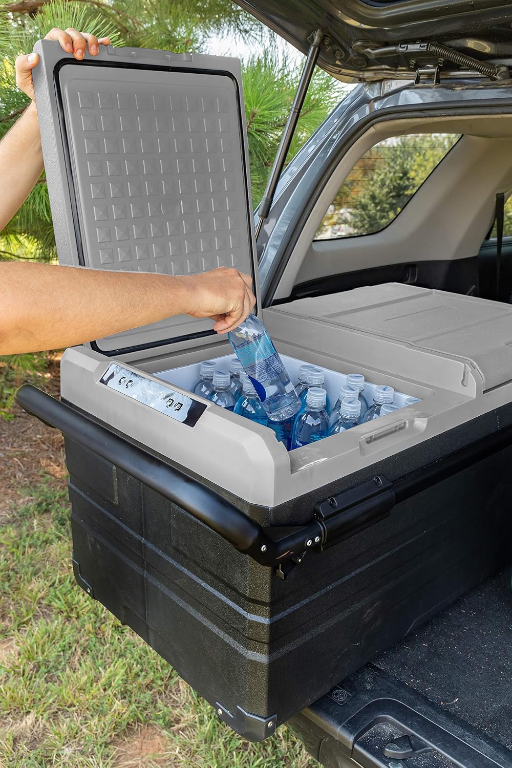 Camco 51520 CAM-750 Portable Refrigerator, AC 110V/DC 12V Compact Fridge/Freezer with Dual Zone Cooling, 75-Liter - Keeps Food and Drinks Cold While On-the-Go - Ideal for Road Trips, RVing, Camping, B , Black