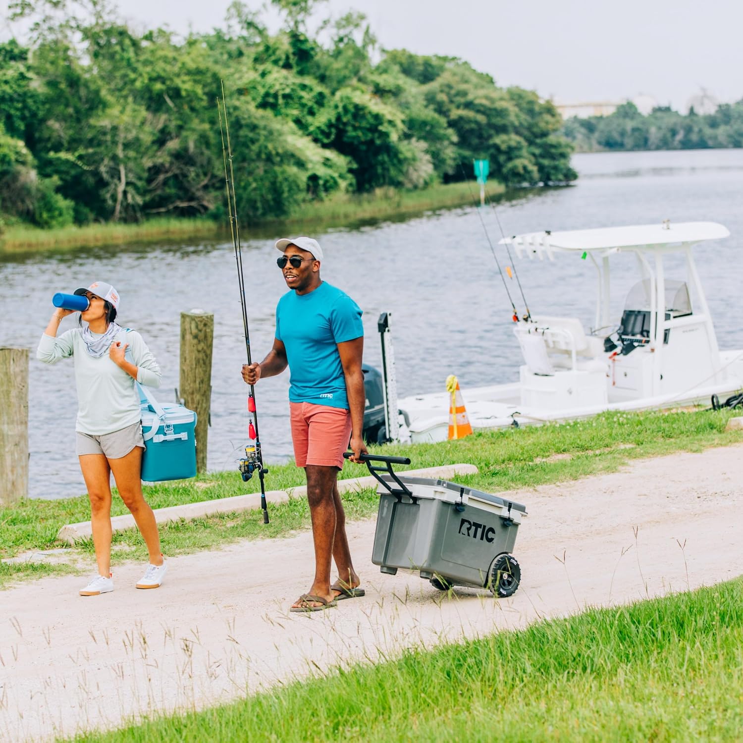 RTIC 52 Quart Ultra-Light Wheeled Hard Cooler Insulated Portable Ice Chest Box for Beach, Drink, Beverage, Camping, Picnic, Fishing, Boat, Barbecue, 30% Lighter Than Rotomolded Coolers
