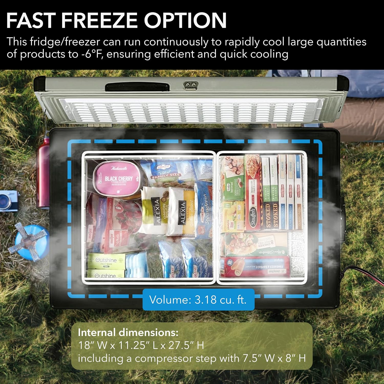 Whynter 95 Qt. Wheeled Portable Refrigerator / Portable Freezer for Travel - Chest Freezer / Fridge for Car, Camping, RVs & More, -8°F to 50°F Temperature Range, AC 110V/ DC 12V, FM-951GW, Gray