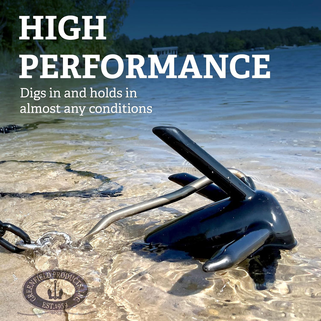 Greenfield Richter Boat Anchor Kit, Professional, Includes Spike River Anchor, 100' Anchor Rope, and Coated Anchor Chain. for Rivers, Lakes, Sand, Mud, and More