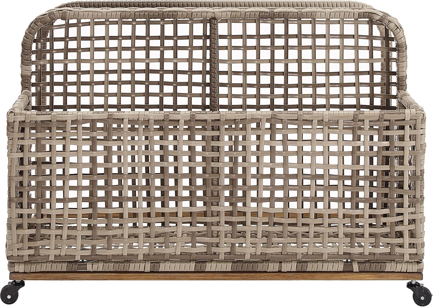 Crosley Furniture Ridley Wicker Outdoor Storage Pool Caddy for Floats, Patio Furniture Cushions, Distressed Gray/Brown