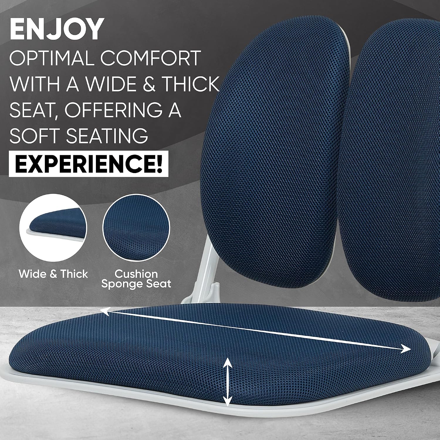 【Premium Dual-Backrests】 Made in Korea Ergonomic Floor Chair with Back Support - Meditation Chair, Floor Gaming Chair, Reading Chair, Floor Chairs for Adults, Foldable Chair (Blue)