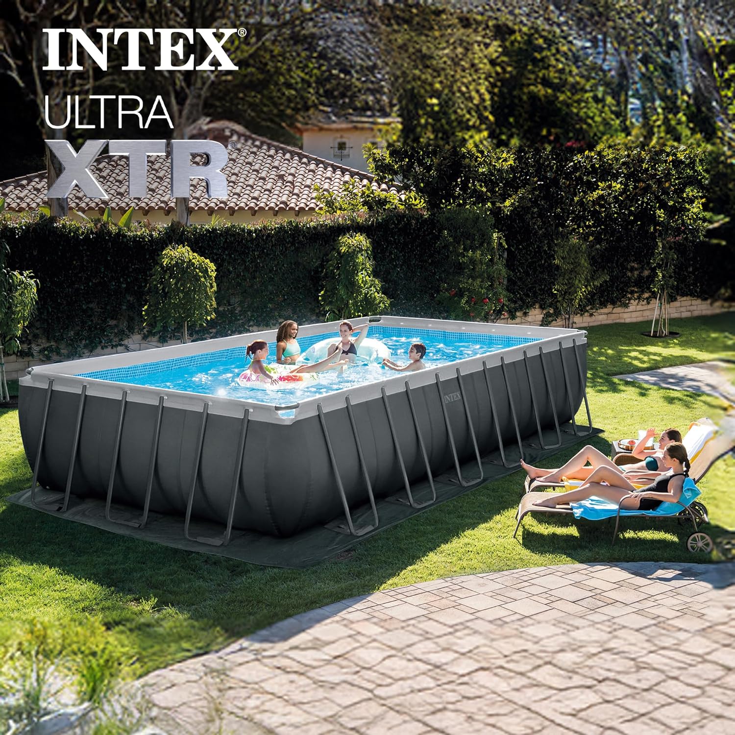 INTEX 26363EH Ultra XTR 24ft x 12ft x 52in Above Ground Swimming Pool Set with Sand Filter Pump and Deluxe Automatic Vacuum Cleaner