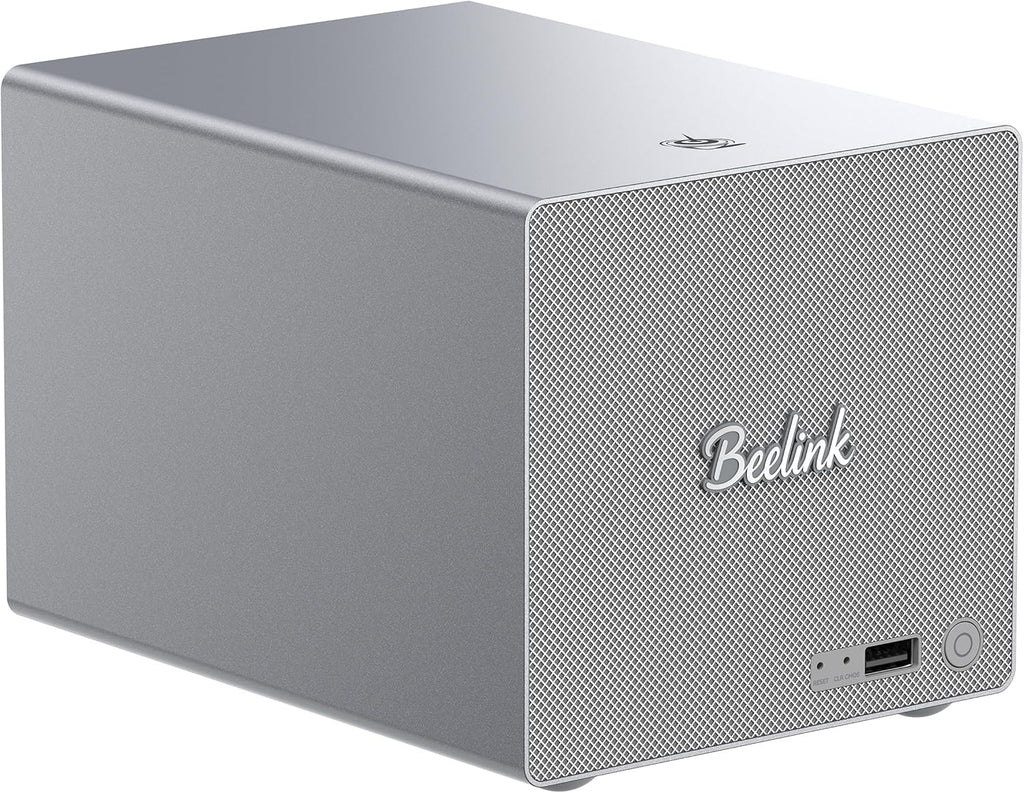 Beelink Mini PC, ME Pro 2-Bay NAS, Intel N95 CPU,12GB LPDDR5, 128G SSD, 3×M.2 SSD Slots, 2×2.5/3.5'Drive Bays, 2.5G+5G Dual LAN/Support Link Aggregation/ 4K Dual Display/WiFi6/BT5.4, Home Media/Studio
