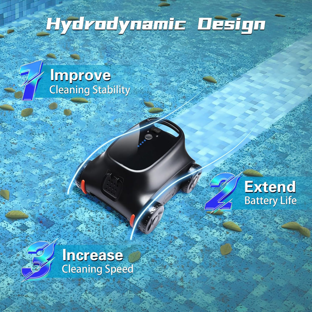 Robotic Pool Cleaner, Zyerch Pool Vacuum for Above Pools, Pool Cleaner Lasts 120 Min, Self-Parking Technology, for Pools up to 1300 Sq.ft, Portable, Self-Parking