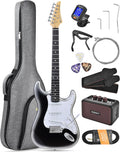 Leo Jaymz Beginner Electric Guitar Complete Kit with Portable Amp, Padded Gig Bag & Full Accessories, Maple Neck SSS Pickups(White-Black Fade)