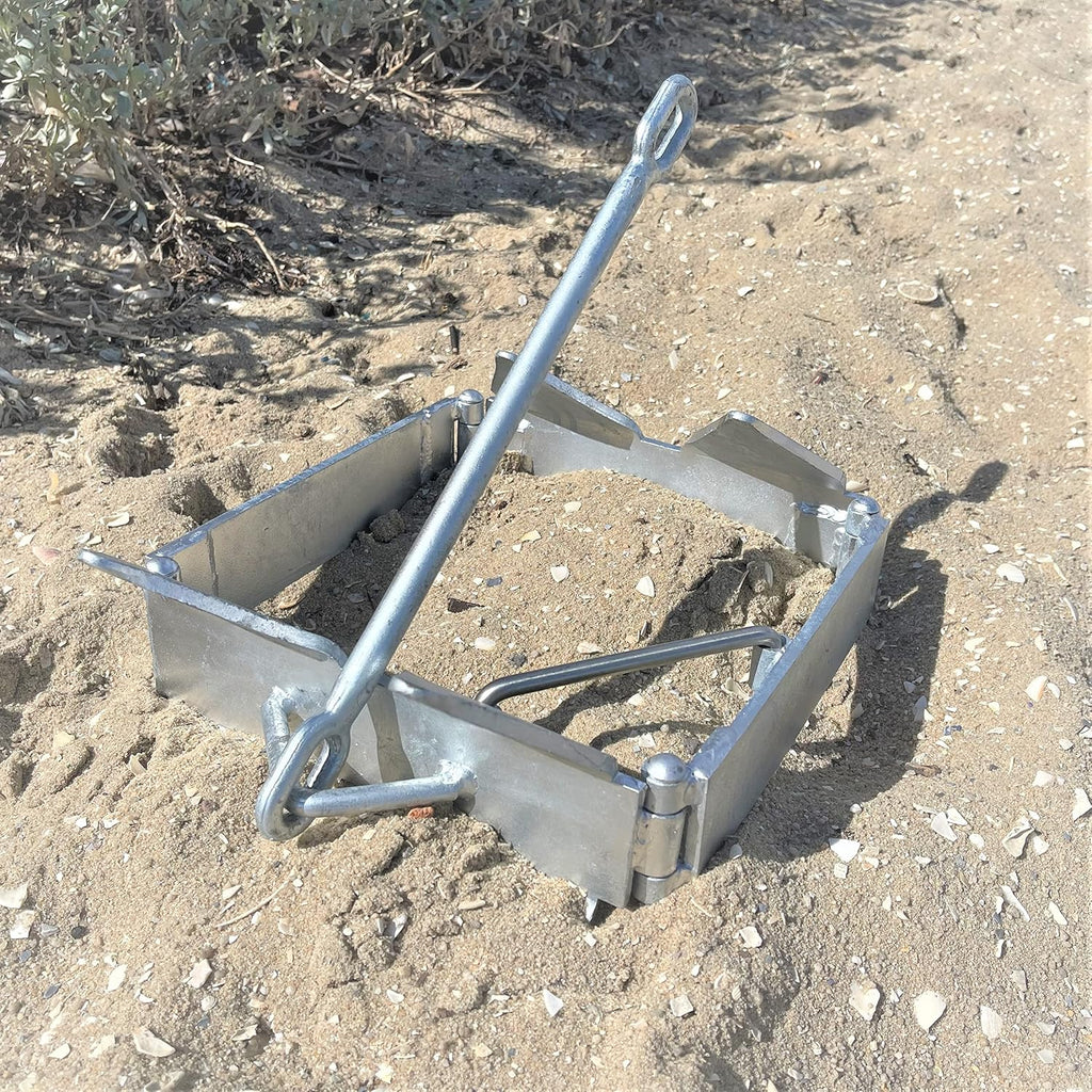 Anchor-Man Boat Slide Box Anchors, 100% Hot Dipped Galvanized Foldable Sliding Cube Anchor Suitable for 23 to 40ft Offshore Sport Boats, Pontoon Boats (13 lbs / 19 lbs / 25 lbs)